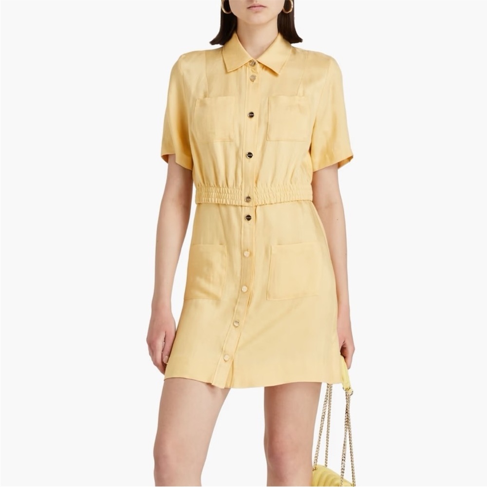 Sandro linen blend mini dress 
Yellow